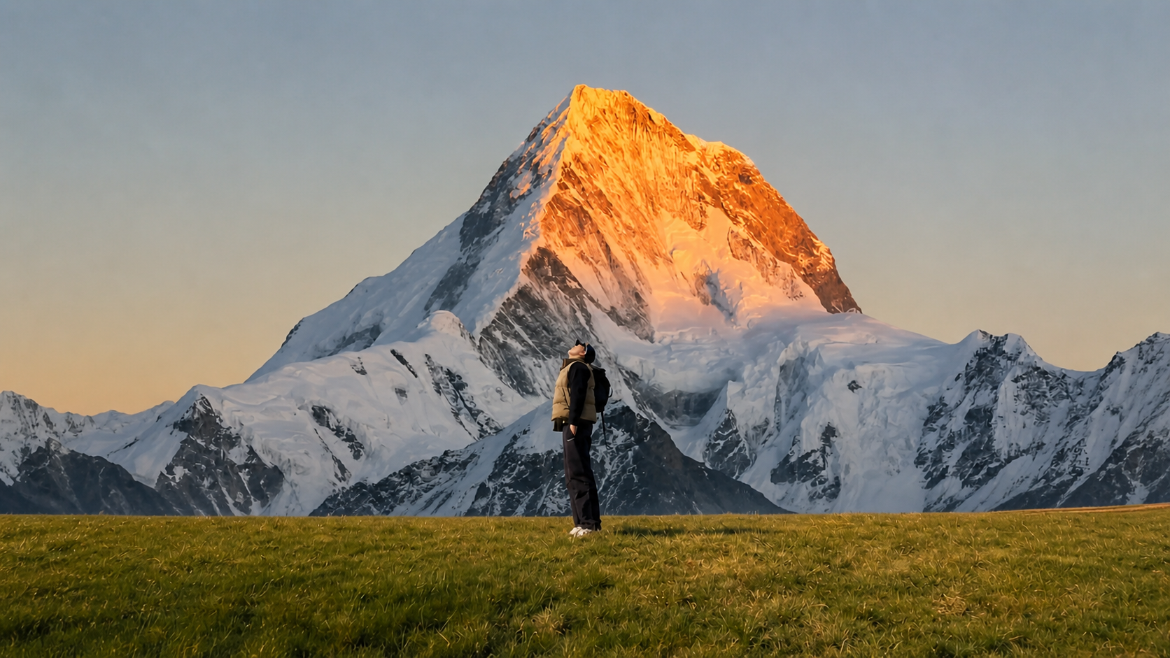 Golden hour mountain peak