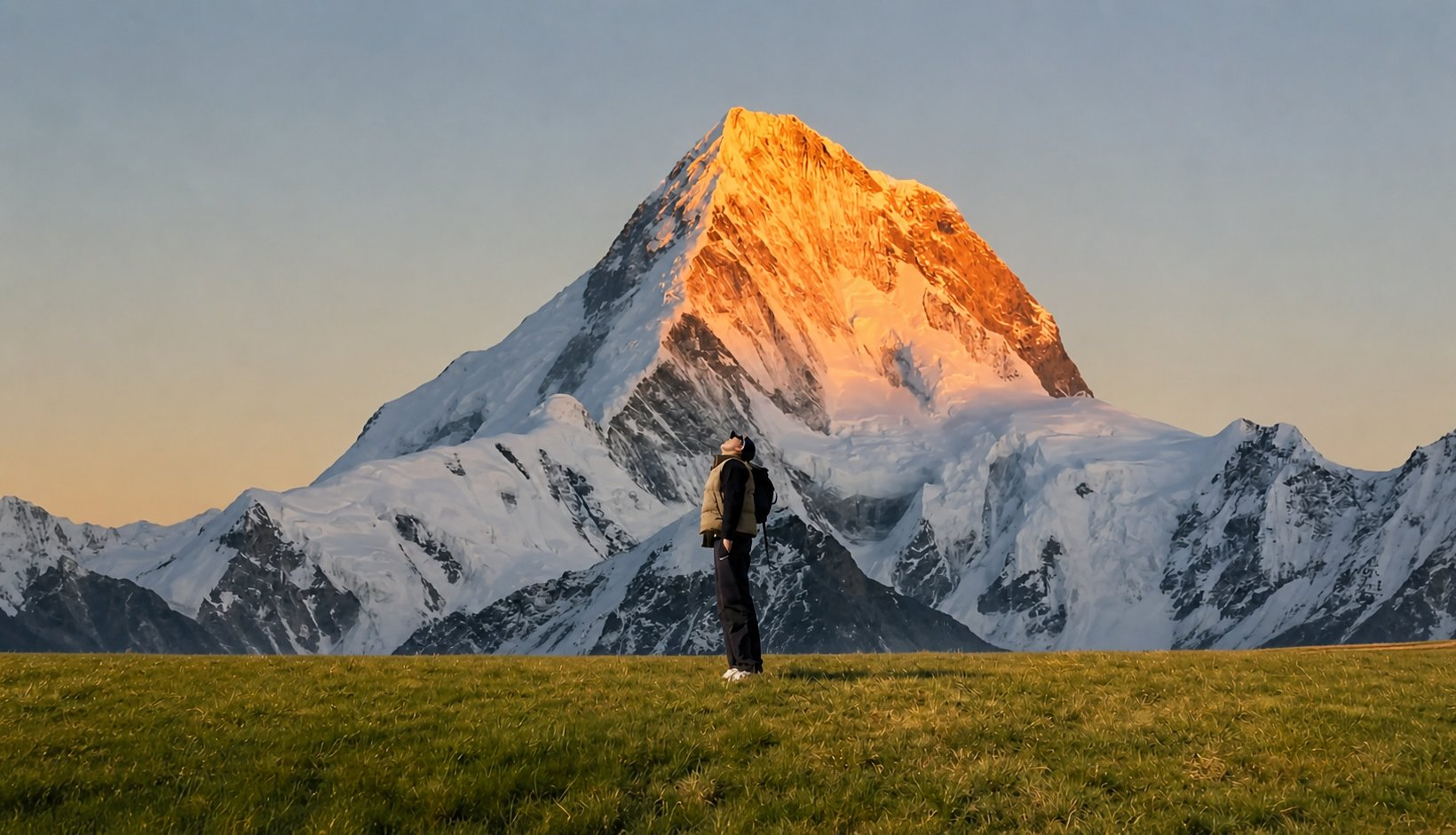 Golden hour mountain peak