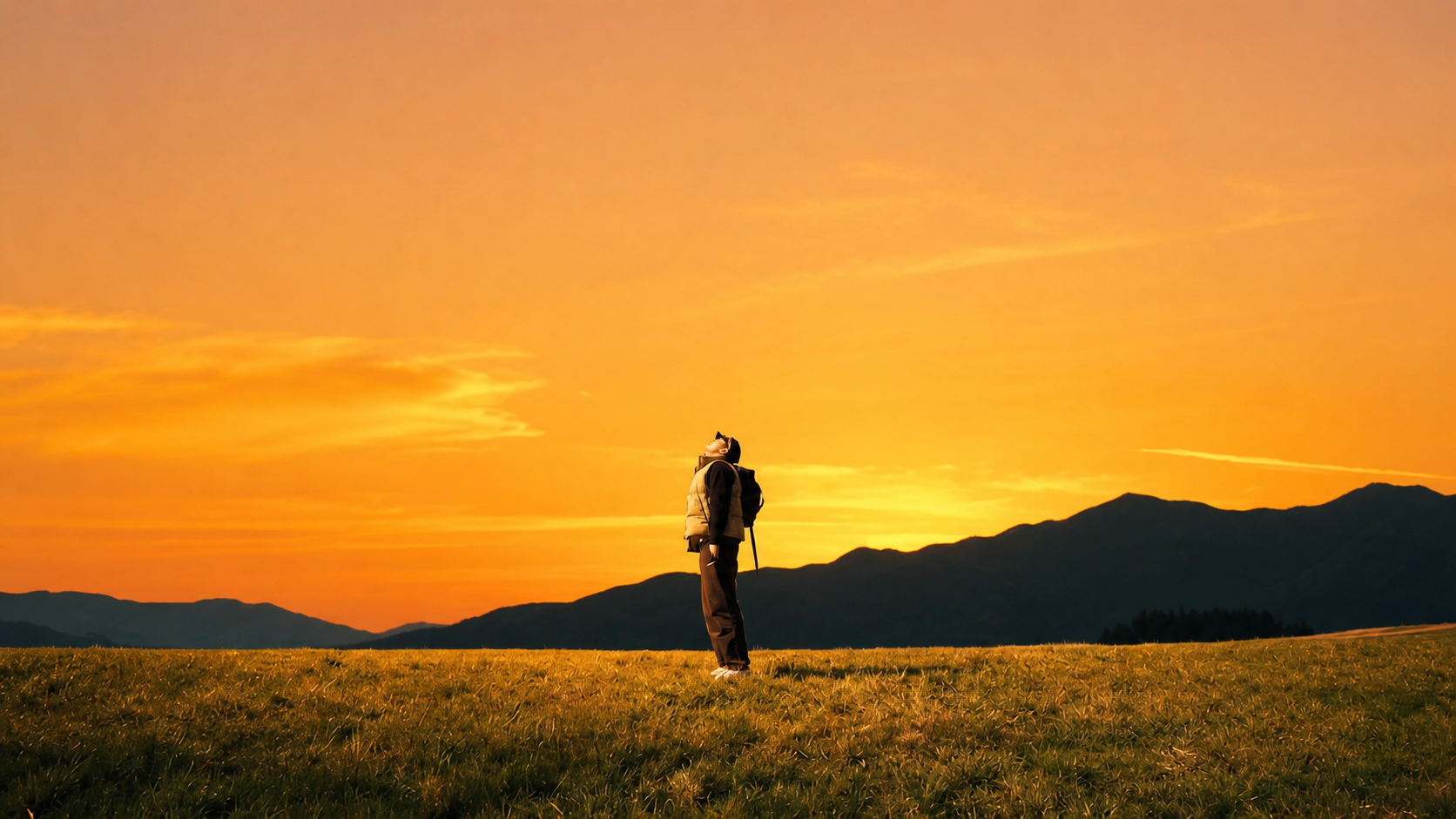Sunset golden sky