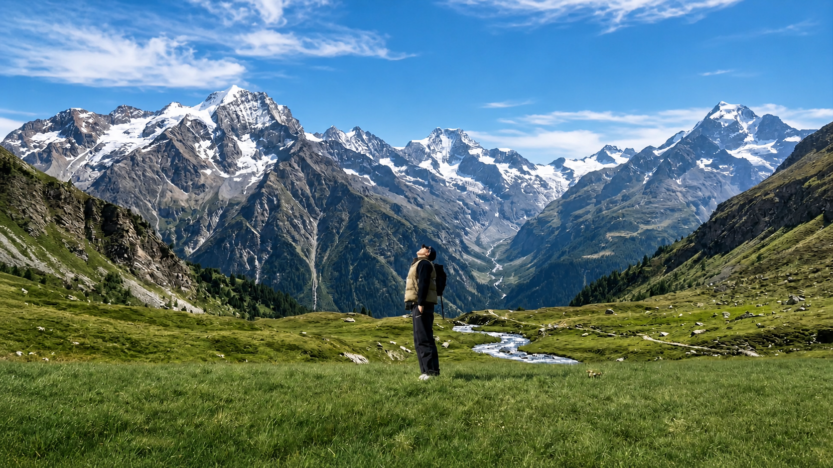 Alpine valley panorama